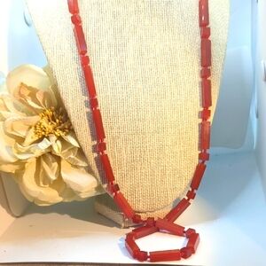 ⭐30" Vintage Carnelian Necklace